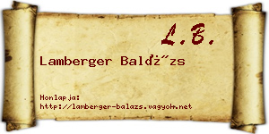 Lamberger Balázs névjegykártya